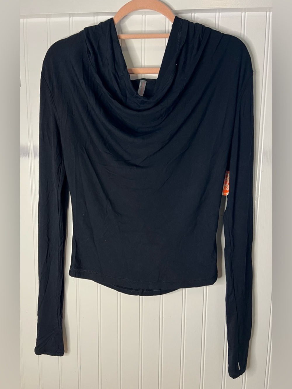 Free People Movement Drapey Hooded Black Pullover in Size XS NWT